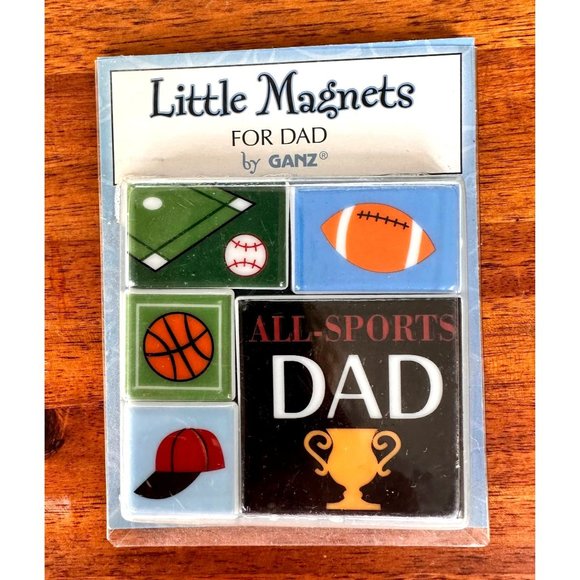 Vintage Ganz Little Magnets for Dad Sports Football Softball Coach Hat 5 Piece - Picture 1 of 12